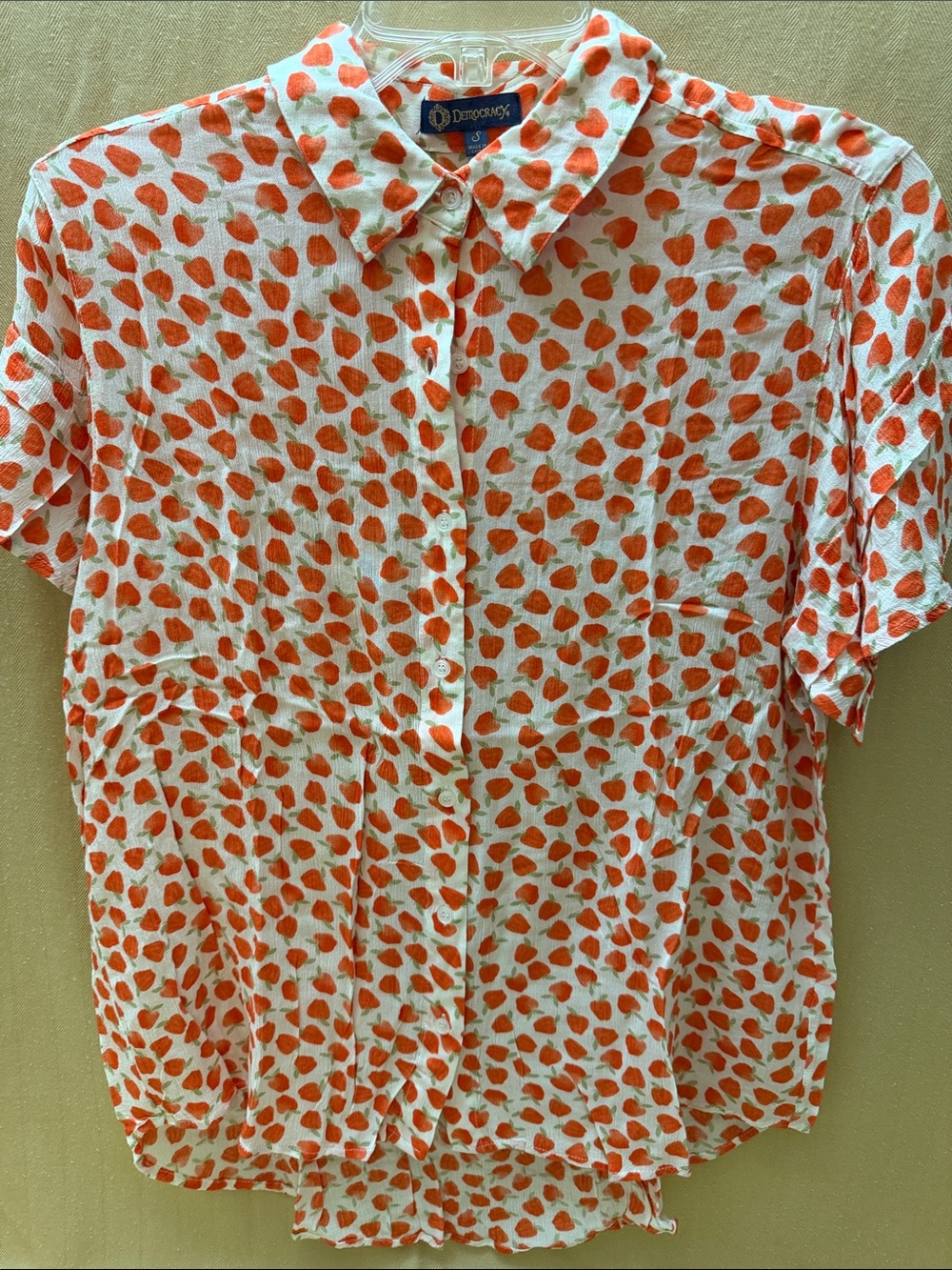 Democracy Apples Print Buttondown Blouse